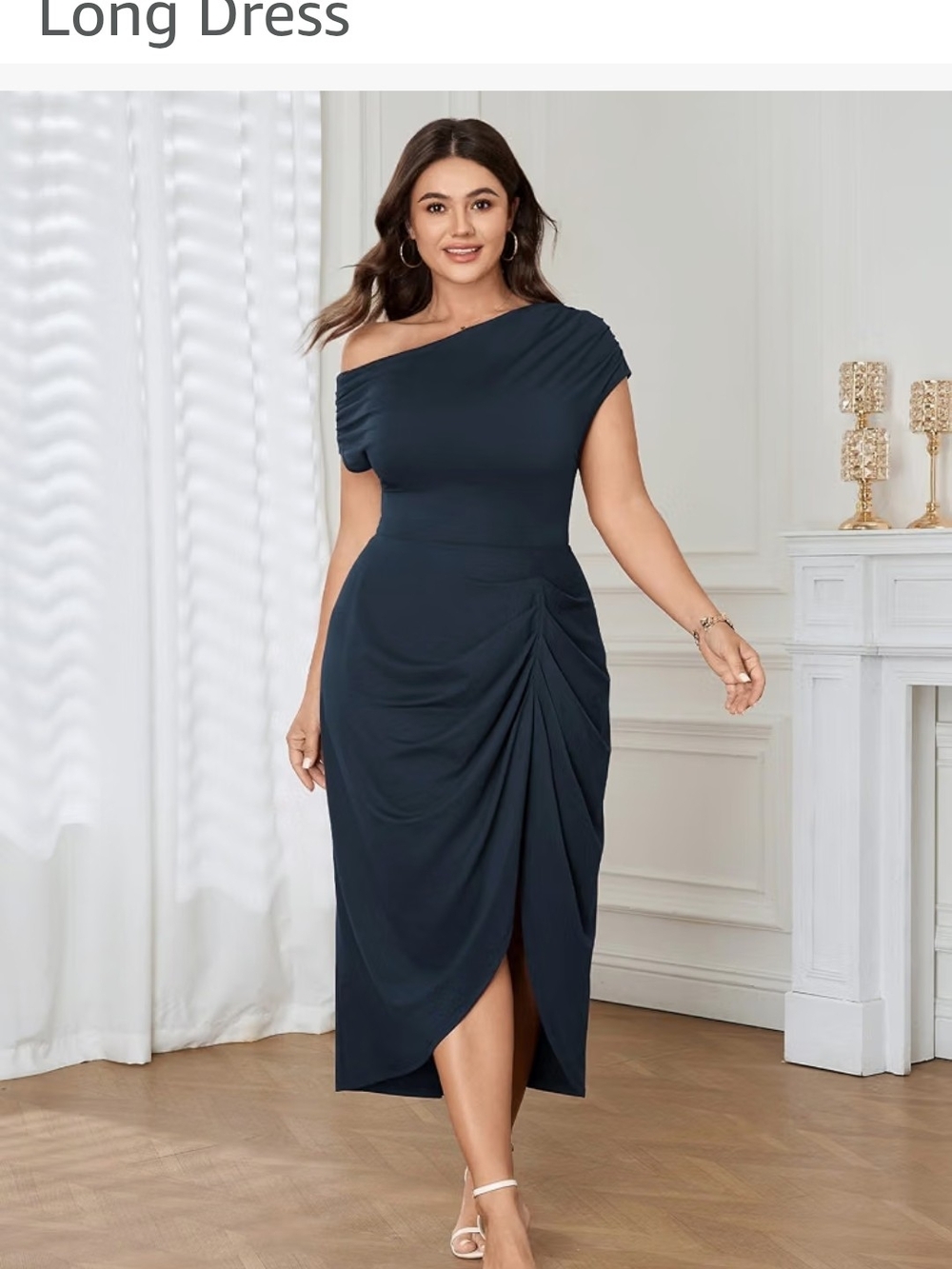 NEW NWT Elegant One-Shoulder Black Midi Dress Sz 4XL(24)